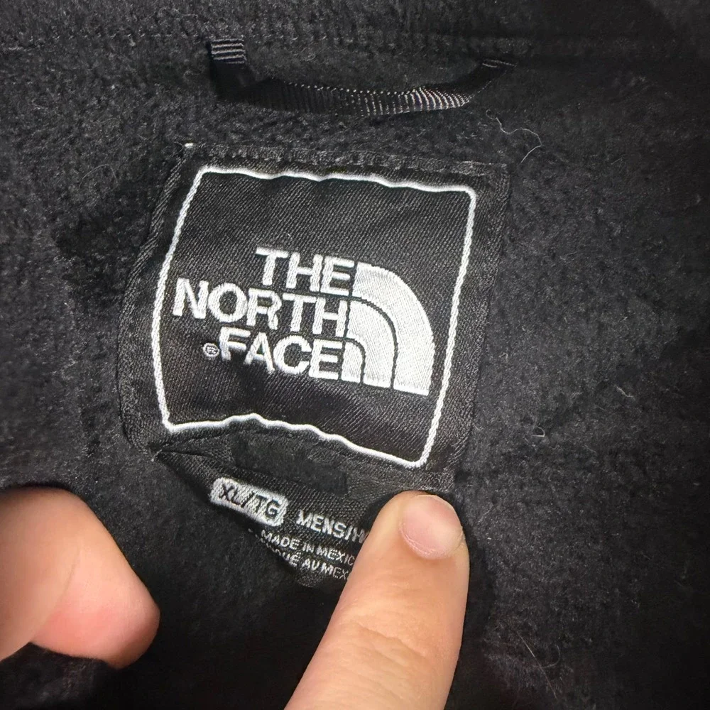 The North Face Mens Denali Fleece Jacket Black Grey Grid Ripstop XL Full Zip